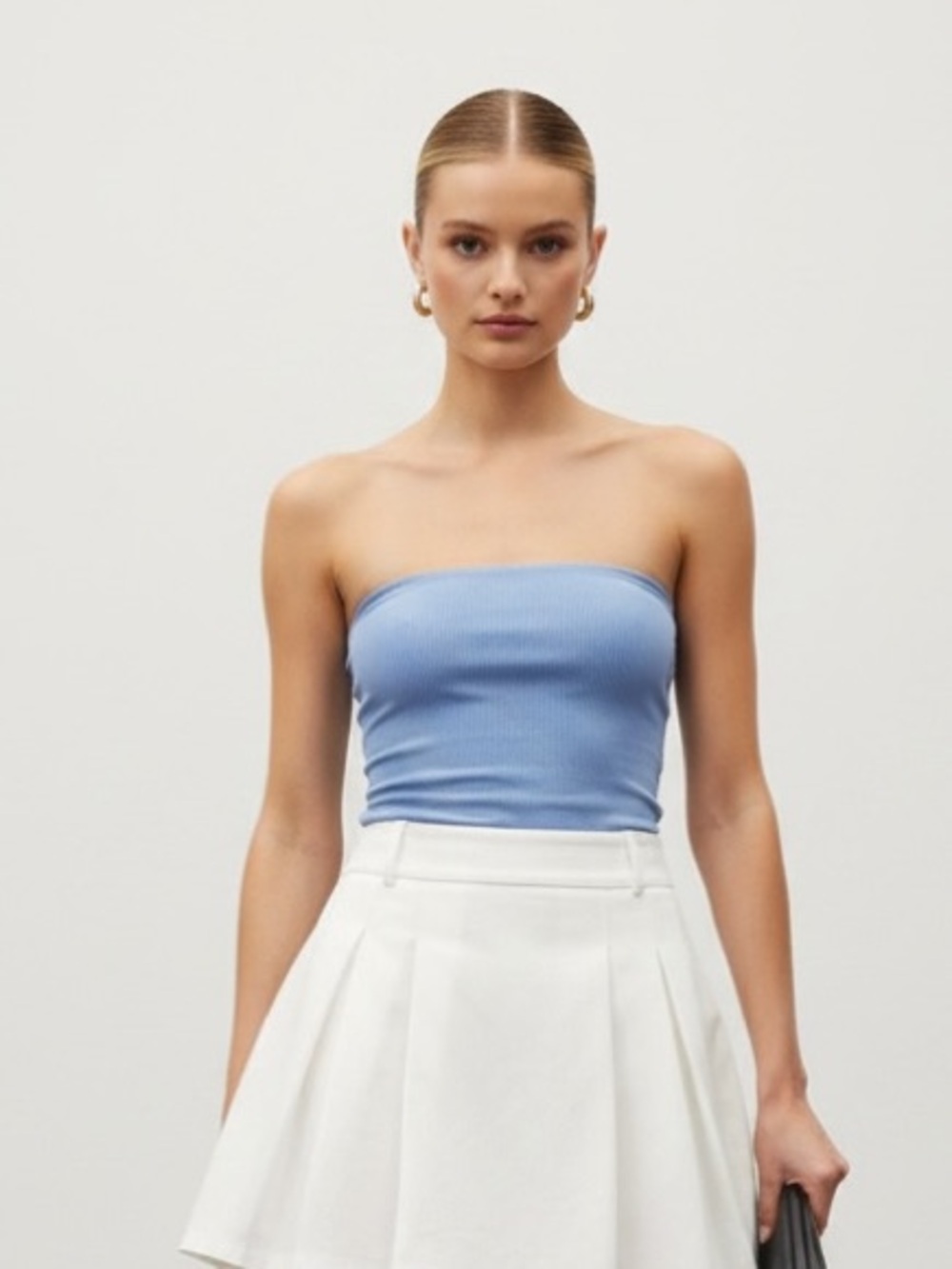 1361 • Azure Blue Rayon Blend Double Thick Ultra Soft Strapless Bandeau Top